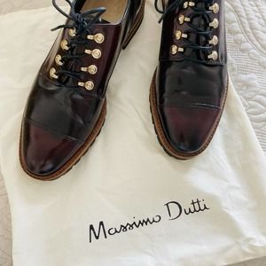 Massimo Dutti Black and Brown Leather Flats